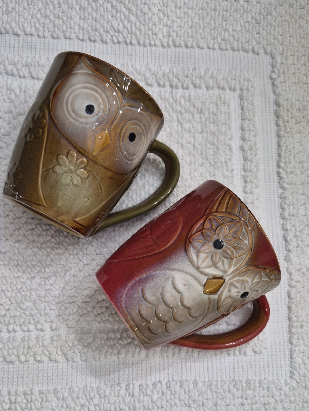 GIBSON Green and Red, Owl Stoneware Mug Set 2